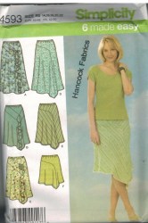 4593 SIMPLICITY 6 EASY  LO RISER BIAS SKIRTS LENGTHS PATTERN 6-12 UNCUT